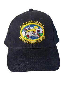 Panama Canal Miraflores Locks Embroidered Adjustable Baseball Cap Navy Blue Tour
